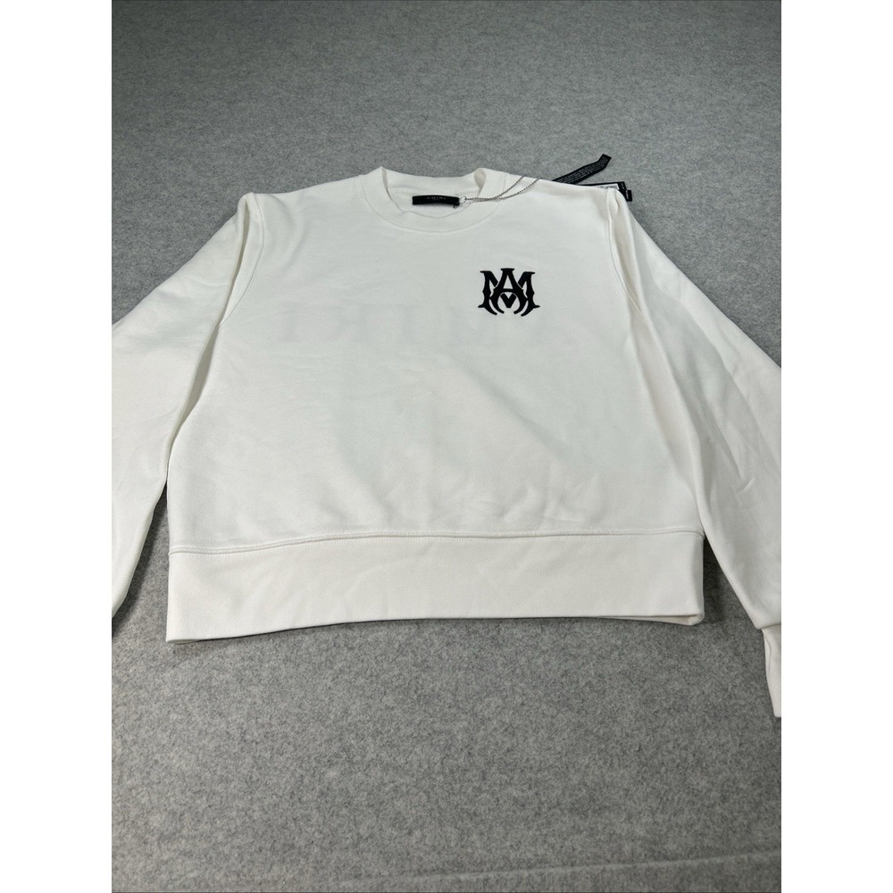 Amiri Authentic MA Black Embroidered Logo White Sweatshirt Size Small NWT